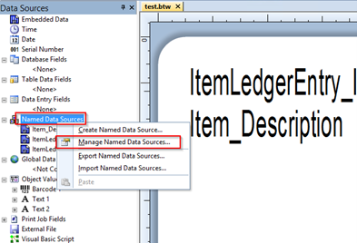 Add Named Data Sources to a BarTender Label Template