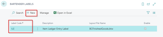 BarTender Labels > New