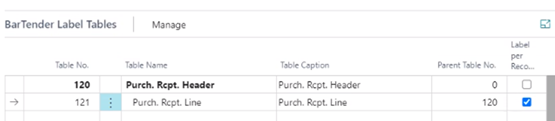 BarTender Label Tables