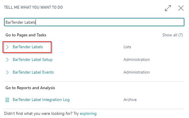 Search: BarTender Labels