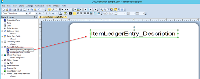 Drag and Drop Named Data Source onto Labels