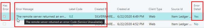 Error Message Log