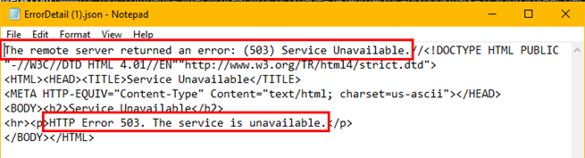 Error Message Log