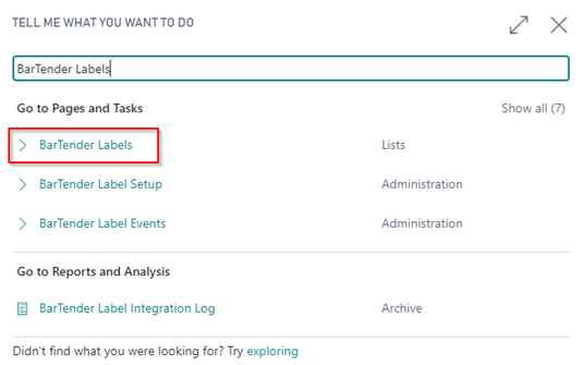 Search: BarTender Labels