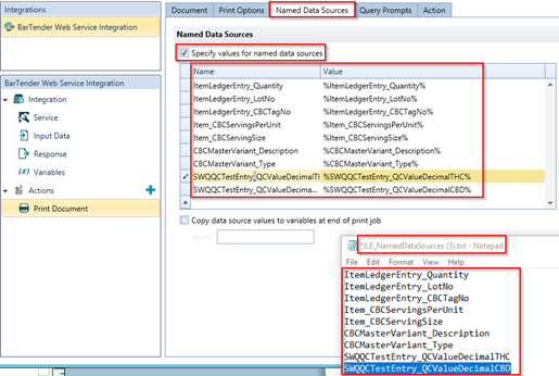 Export the BarTender Label Fields 